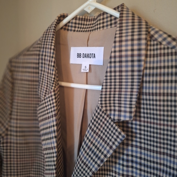 BB Dakota Brown Longline Houndstooth Blazer jacket size small - Picture 11 of 12